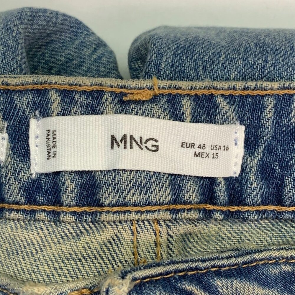 Mango Women's Mom High Waisted Tapered Cotton Stretch Denim Jeans Size 16 NWT - Picture 9 of 15